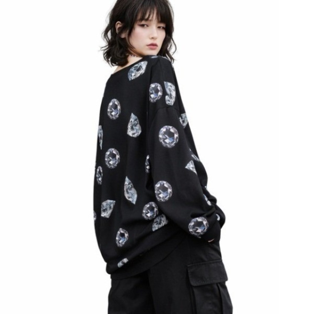 Juicy Couture Y2K Neoprene Poly Spandex Diamond Sweatshirt‎  sx XL